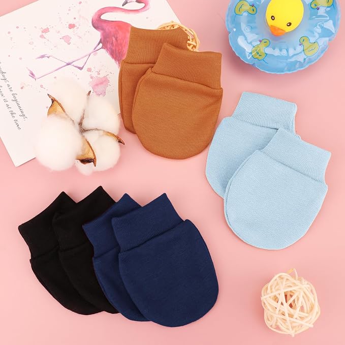 AQOKKA Newborn Baby Mittens No Scratch Cotton Elastic Wrist Gloves Infant - Image 3