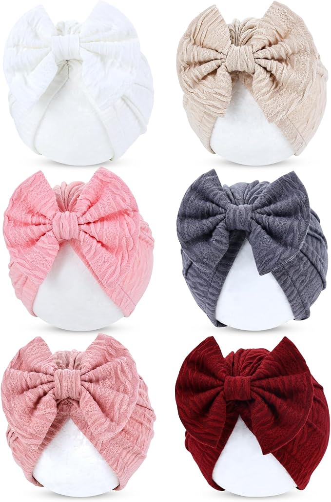 Cinaci 6 Pack Nursery Hospital Caps Bonnets Beanies Headwraps Turban Hats by Cinaci