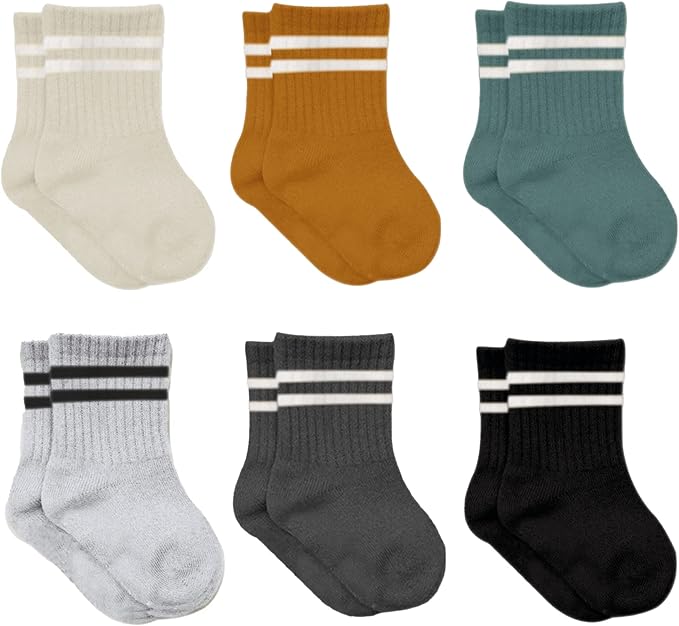 bistyle Baby Grip Ankle Socks 6 Pairs | Newborn Infant Toddlers Sock Organic by bistyle