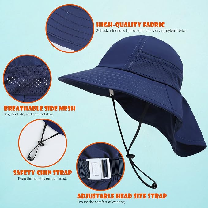 Toddler Baby Sun Hat Kids Summer Beach Essentials Adjustable Beach Hats - Image 4