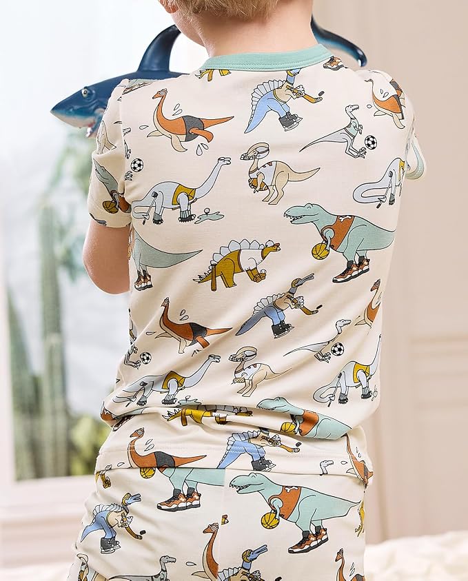 babee Reshinee Bamboo Viscose Toddler Boys Pajamas Set, Short Sleeve Kids - Image 6