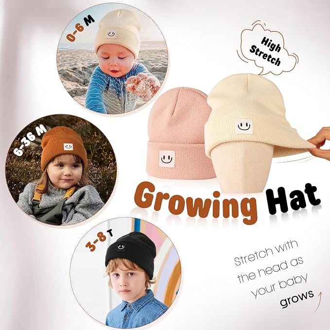 FURTALK Baby Beanie 2 Pack Toddler Winter Hat Embroidered Knit Cap Ages 0-8 | - Image 3