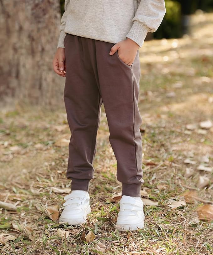 GFQLONG 2/3 Pack Toddler Pants Sweatpants Boys Cotton Joggers, Athletic Pull on Sweat Pants with Pockets for Kids Clothes