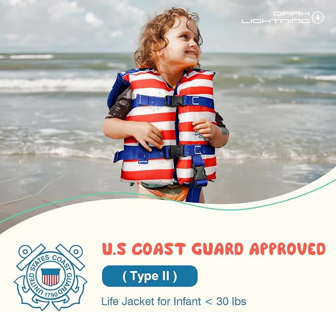 Dark Lightning USCG Approved Infant Life Jacket 0-30 lbs, Toddler Swim Vest and - Image 3