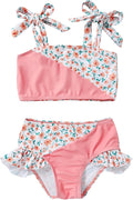 YOUNGER TREE Toddler Girls Two Pieces Swimsuit Color Block Stripe Swimwear Summer Beach Bathing Suit 18M-5T