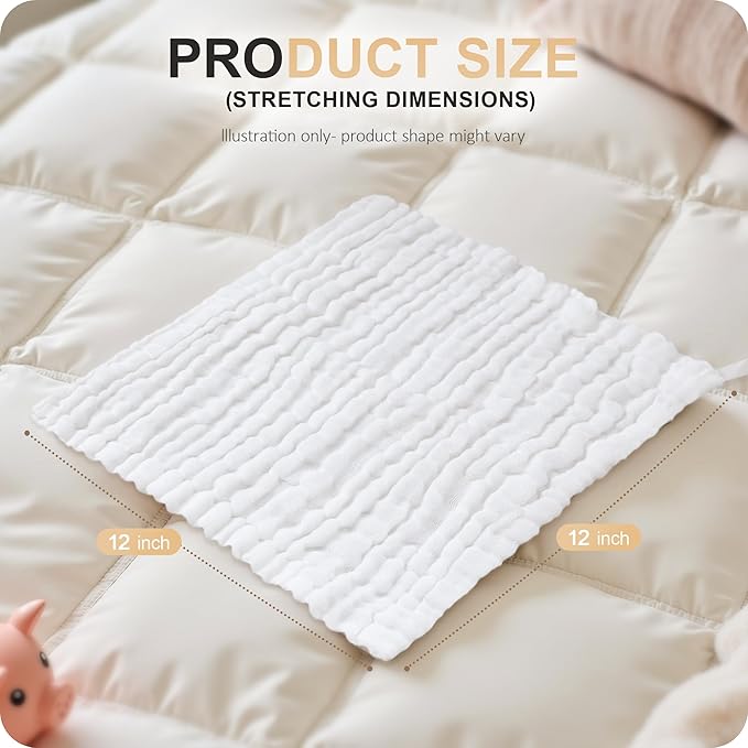 Cuddle Campus Baby Washcloths 6 Packs, Muslin Washcloths Baby, Cotton Burp - Image 2