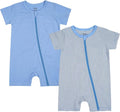 Teach Leanbh Unisex Baby 2 Pack Pajamas Cotton Short Sleeve Zipper Romper by TeachLeanbh