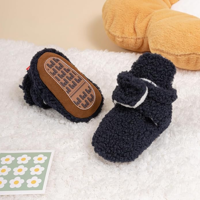 Babelvit Newborn Baby Boy Girl Soft Fleece Booties Stay On Infant Slippers - Image 3