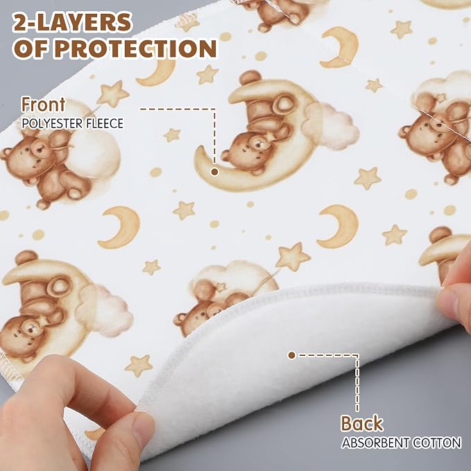 SmoothNovelty 5 Pack Teddy Bear Baby Burp Cloths Soft Absorbent Burping Rags - Image 3