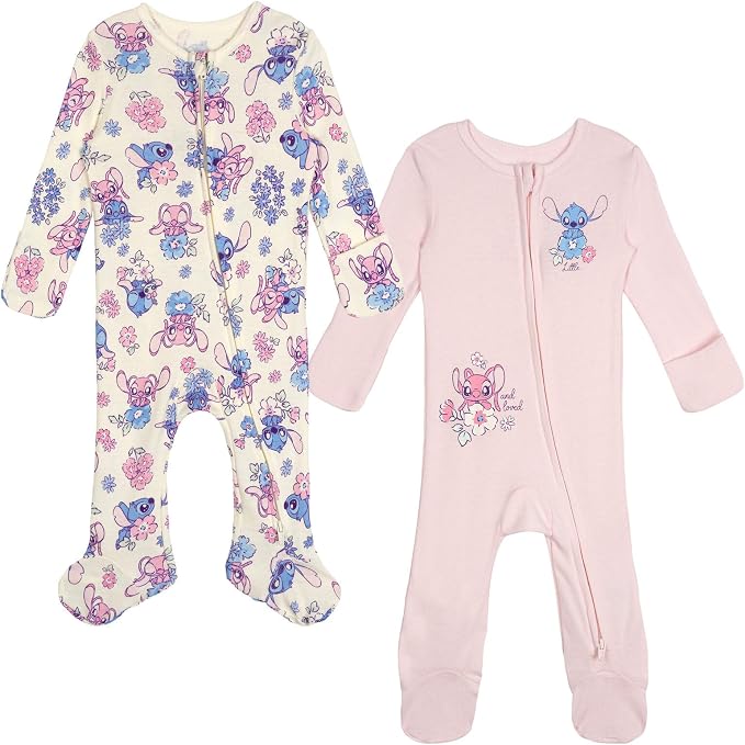 Disney Baby Girls' 2-Pack Footed Sleep N' Play Newborn to Infant by Disney