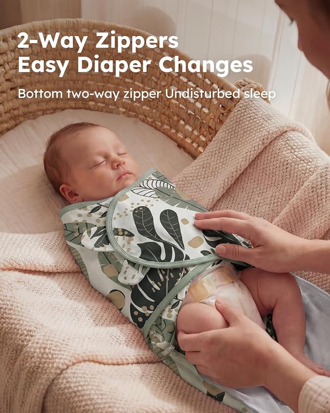 Yoofoss Baby Swaddles for Newborns 100% Organic Cotton, 0-3 Months 2 Zippers - Image 4