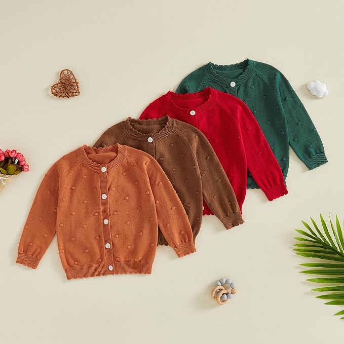 Baby Girl Cardigan Long Sleeve Button Up Sweater Toddler Girl Fall Outfits - Image 7