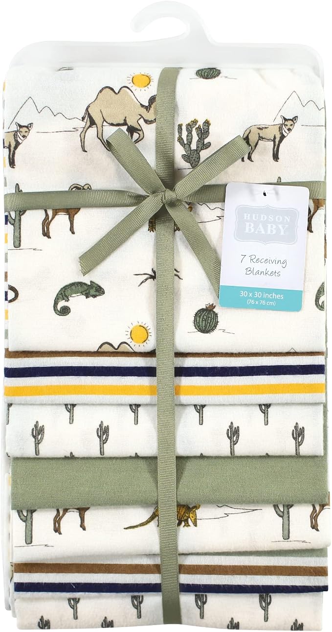 Little Treasure Hudson Baby Cotton Poly Flannel Receiving Blankets Multipack - Image 2