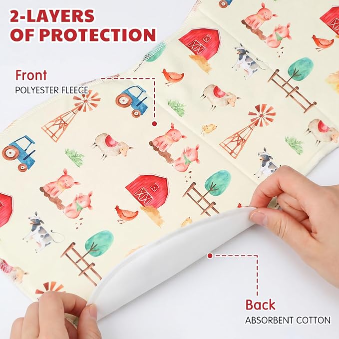 SmoothNovelty 5 Pack Farm Animals Baby Burp Cloths Soft Absorbent Burping Rags - Image 3