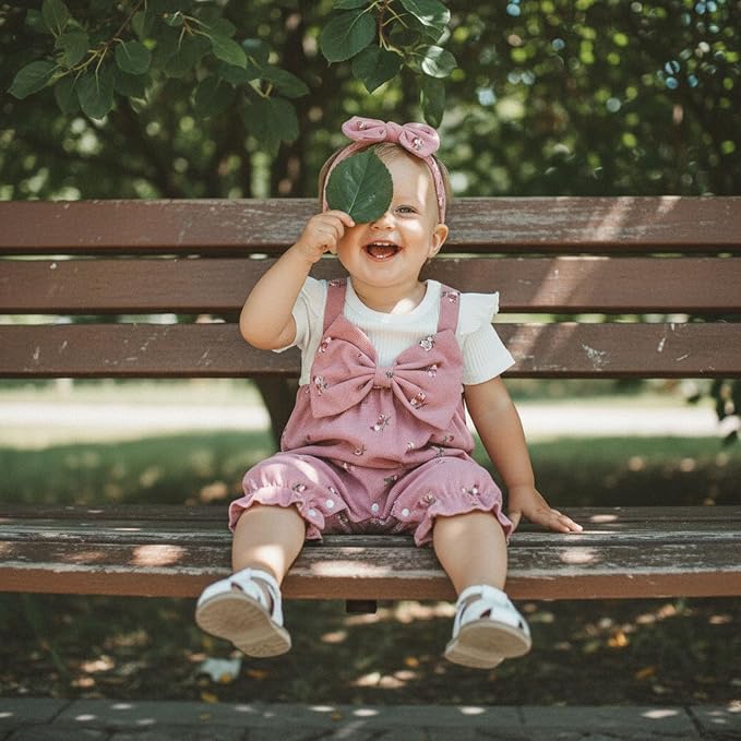 YINGISFITM Newborn Baby Girl Summer Clothes Short Sleeve Bubble Romper Bow - Image 2