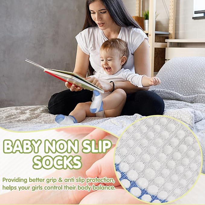 GRPSKCOS Non Slip Toddler Baby Socks 12 Pairs Anti Skid Ankle Socks - Image 3