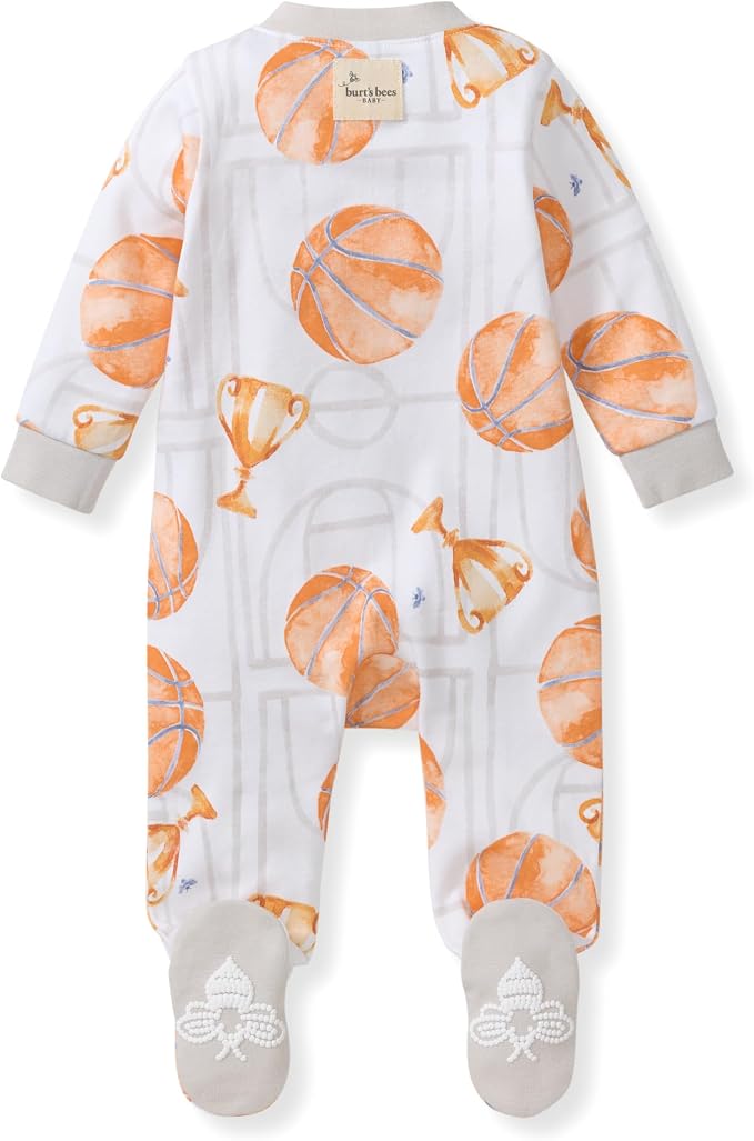 Burt's Bees Baby Boys' Organic Cotton, Sleep and Play Footed Pajamas | Easy zip - Image 2
