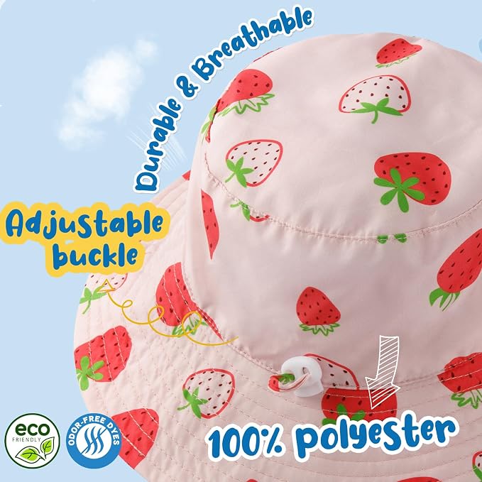 Baby Sun Hat Kids Summer Sun Protection Toddler Bucket Hat Wide Brim Adjustable - Image 2
