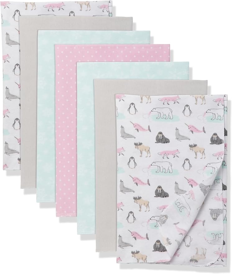 Little Treasure Hudson Baby Cotton Poly Flannel Receiving Blankets Multipack by HudsonBaby