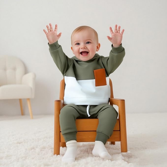 Infant Baby Boy Fall Winter Clothes Outfit Hooded Long Sweatshirt Pant Set - Image 2