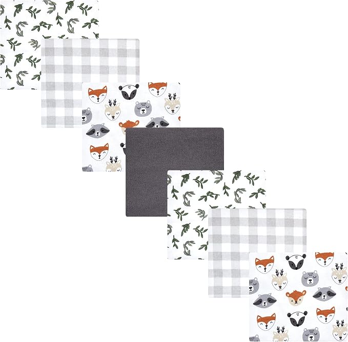 Hudson Baby Unisex Baby Cotton Flannel Receiving Blankets Bundle, Woodland Faces by HudsonBaby