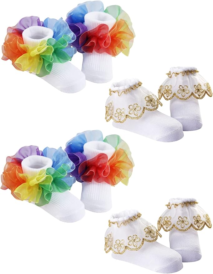 PrinceSasa Little Baby Girl Princess Lace Ruffles Socks Set - Image 4