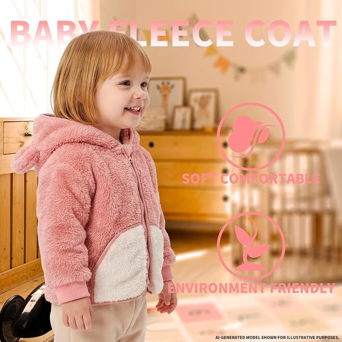 Baby Girl Winter Warm Fleece Jacket Toddler Boy Sherpa Infant Sweater Coat | - Image 3