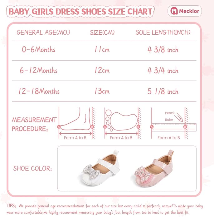 Meckior Infant Baby Girls Soft Sole Bowknot Princess Wedding Dress Mary Jane - Image 6
