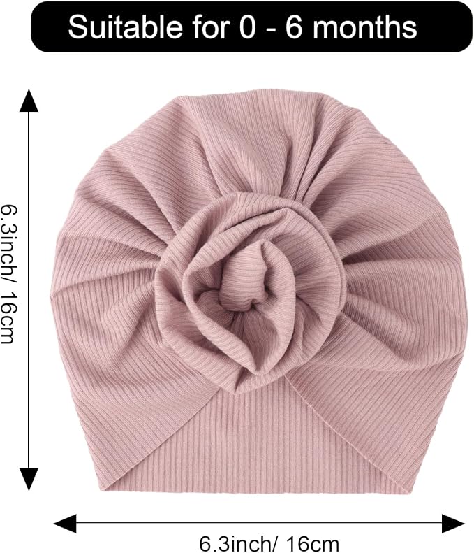 DRESHOW BQUBO 5 Pieces Newborn Baby Turban Hats Bow Baby Infant Beanie - Image 6