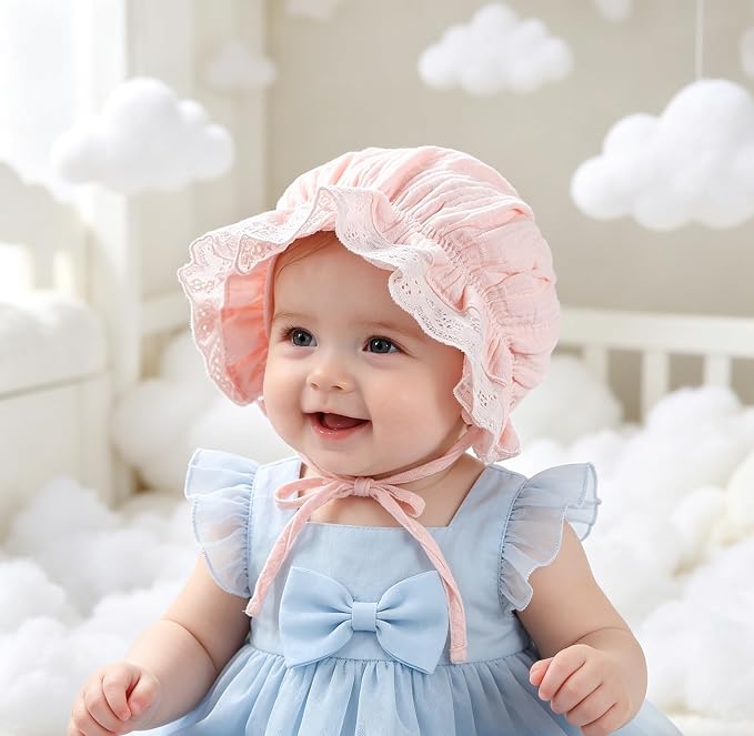 Baby-Girl Soft Breathable-Bonnet Newborn-Infant-Eyelet-Beanie Lace-Sun-Hat | - Image 6
