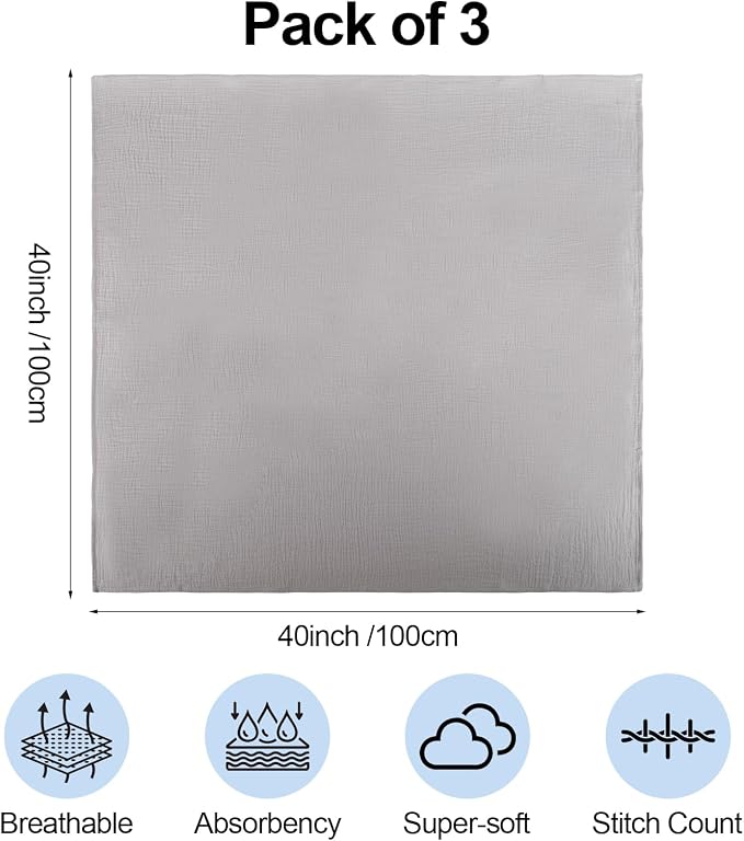 3 Pack Muslin Swaddle Blankets - Image 4