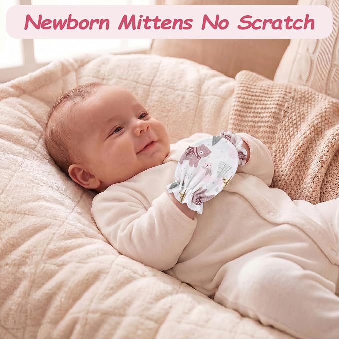 8 Pairs Newborn Baby Mittens No Scratch, Cotton Baby Gloves Infant Mittens - Image 2