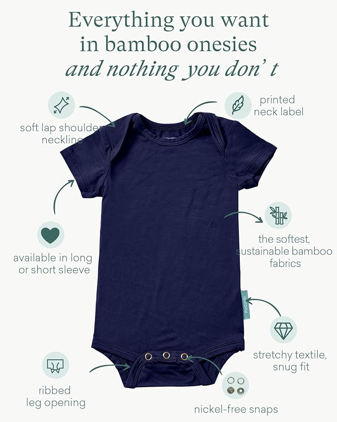 PurComfy Bamboo Viscose Short Sleeve Bodysuit Baby, Unisex Baby | Ideal - Image 2