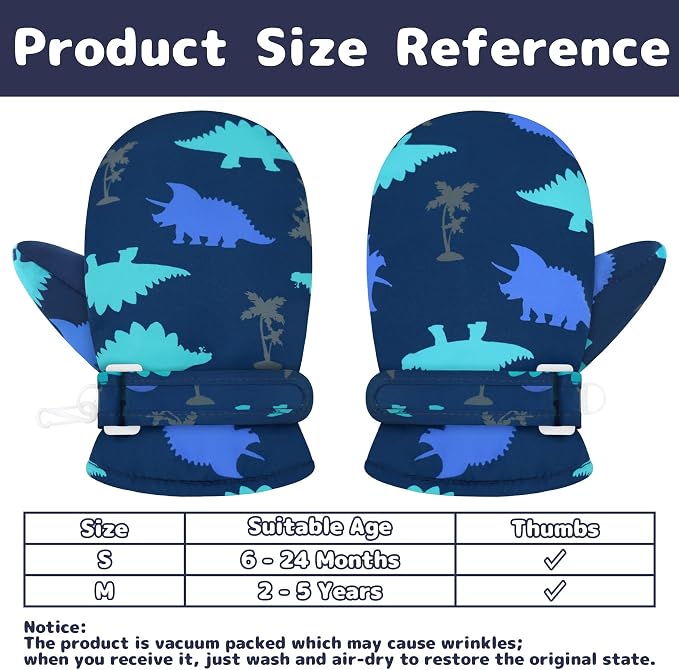 Olreco Baby Toddler Mittens Waterproof Infant Baby Winter Mittens Toddler Snow - Image 6