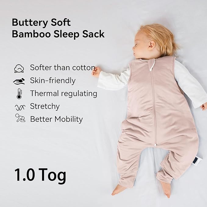 Rayon Made from Bamboo Toddler Sleep Sack with Feet 24-36 Months 1.0 Tog Ultra Soft Toddler Sleeping Sack 2t-3t Sleep Bag Walker Quilted Wearable Blanket with Legs 2-Way Zipper Lightweight
