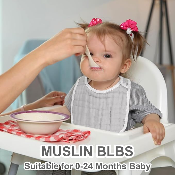 Accmor Muslin Baby Bibs, 6 Pack Soft Cotton Baby Bandana Drool Bibs - Image 5