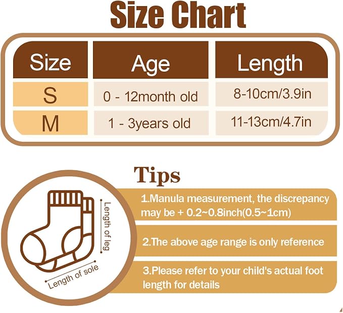 8 Pairs Baby Toddler Socks Non-Slip Grip Socks - Image 4