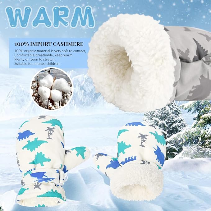 Fleece Lined Mittens for Baby Boys Girls, Baby Toddler Little Kids Winter Warm - Image 6