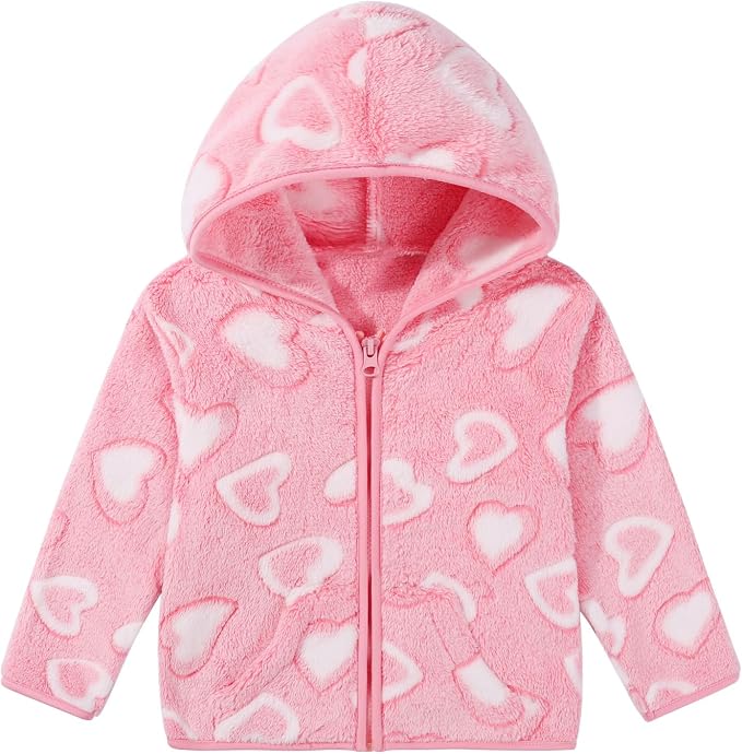 Toddler Baby Girl Fleece Jackets Fall Clothes Hooded Zip Fuzzy Coats by Adarl