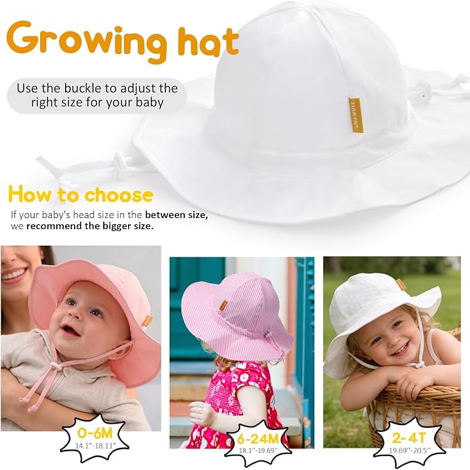 Baby Girl Sun Hat with UPF 50+ Outdoor Adjustable Toddler Beach Hat with Wide - Image 6