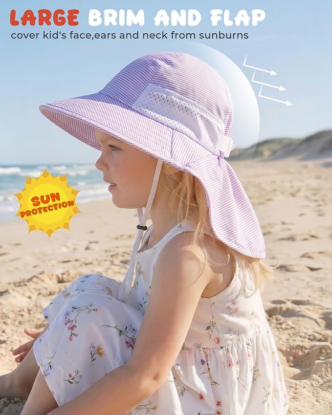 Toddler Baby Sun Hat Kids Summer Beach Essentials Adjustable Beach Hats - Image 3