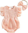 Kavousa Newborn Baby Girl Clothes Summer Bubble Romper Headband Outfit by KAVOUSA