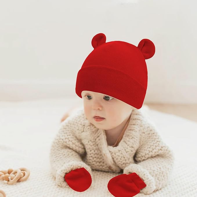 UTTPLL Newborn Hats Mittens Set Toddler Girls Boys Cotton Nursery Hospital - Image 5