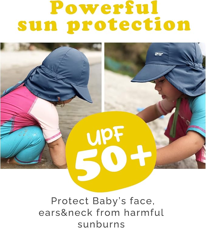 FURTALK Baby Sun Hat with Neck Flap UPF 50+ Toddler Quick Dry Swim Hat | UV - Image 2