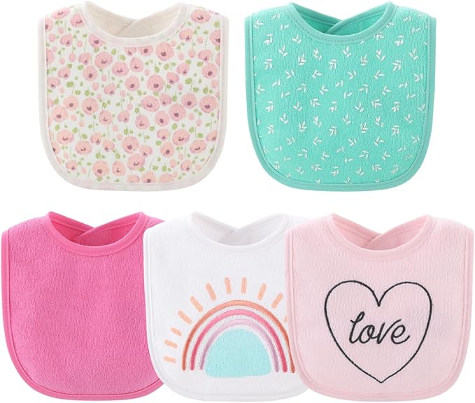 The Peanutshell Baby Girl Terry Bib Set of 10-100% Cotton, Absorbent Baby Bibs - Image 5