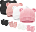 BQUBO Newborn Baby Hats Bear Ears and Mittens Sets Preemie Caps Baby Boy Girl by DRESHOW
