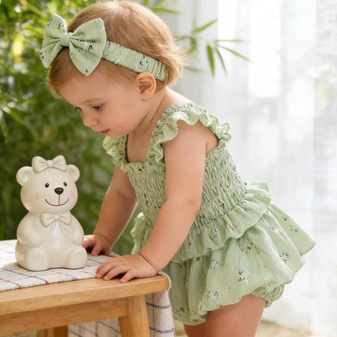 YOUNGER TREE Baby Girl Clothes Ruffle Romper Boho Dress Summer Cake Smash - Image 3