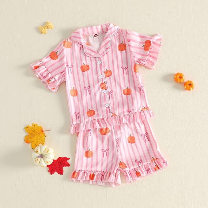 Kuriozud Toddler Baby Girl Pajamas Set Summer Floral Short Sleeve Button Down - Image 6