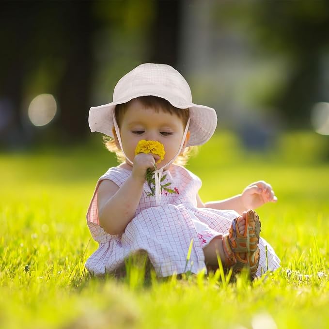 3 Pcs Baby Sun Hat Muslin, Baby Bucket Hat | UPF 50+ Sun Protection, Adjustable - Image 6