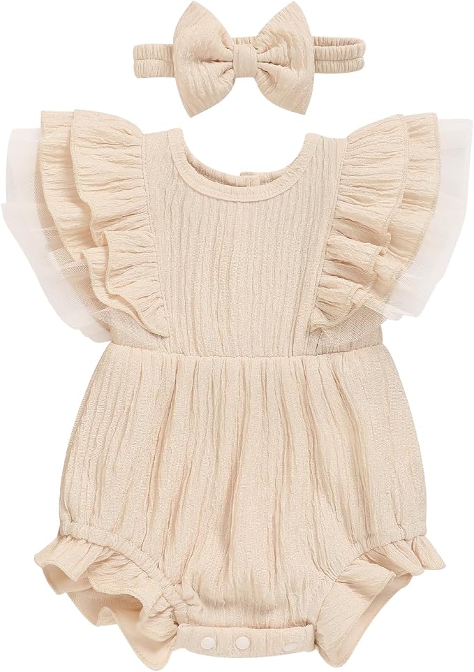 TITKKOP Ruffle Bubble Romper for Baby Girl | One-Piece Shorts Jumpsuit | Summer by TITKKOP
